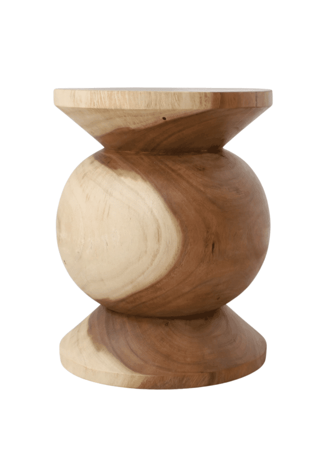 suar houten bol krukje rond bijzettafel 35x35x46 cm