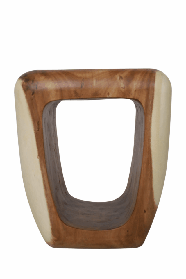 Suar houten bijzettafeltje krukje in kies vorm 40x35x46 cm