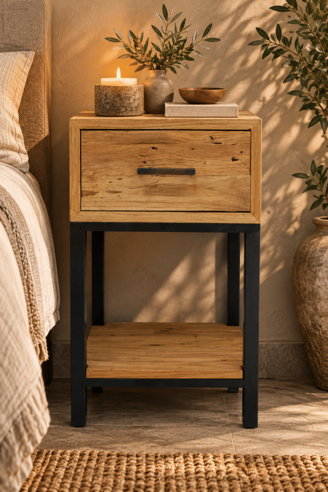 Gezellige Rustieke Nachtkastje teak hout