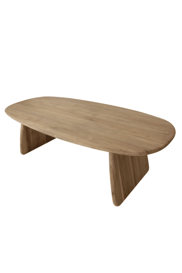 Teak houten boten vorm eettafel massief 260x120x79 cm