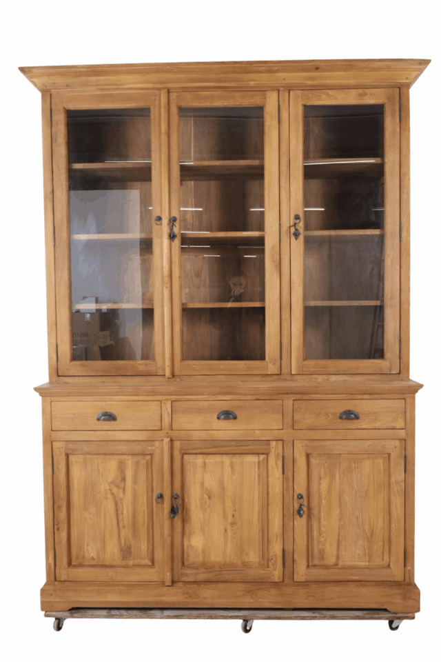 Teak houten vitrinekast 150/160 cm