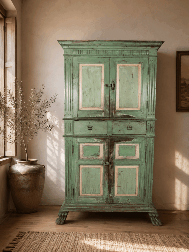 Groene gekleurde oude kast
