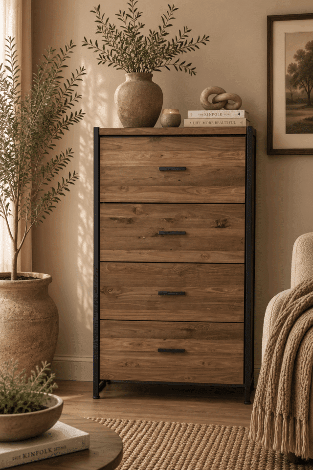 Ladekastje-teakhout-met-metaal-60x45x110-cm