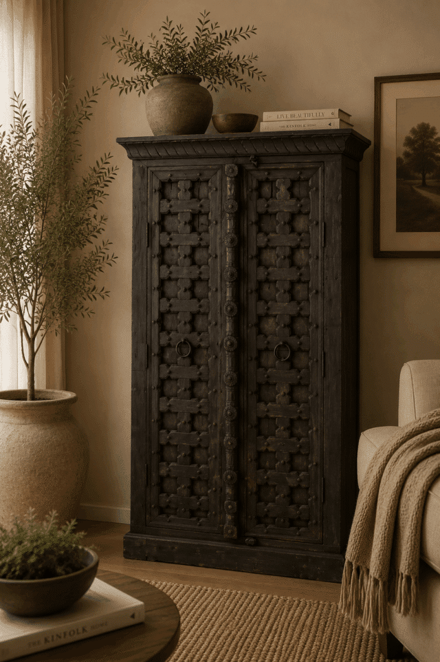 Opbergkast-uit-india-met-oude-deuren-zwart-116x43x194-cm