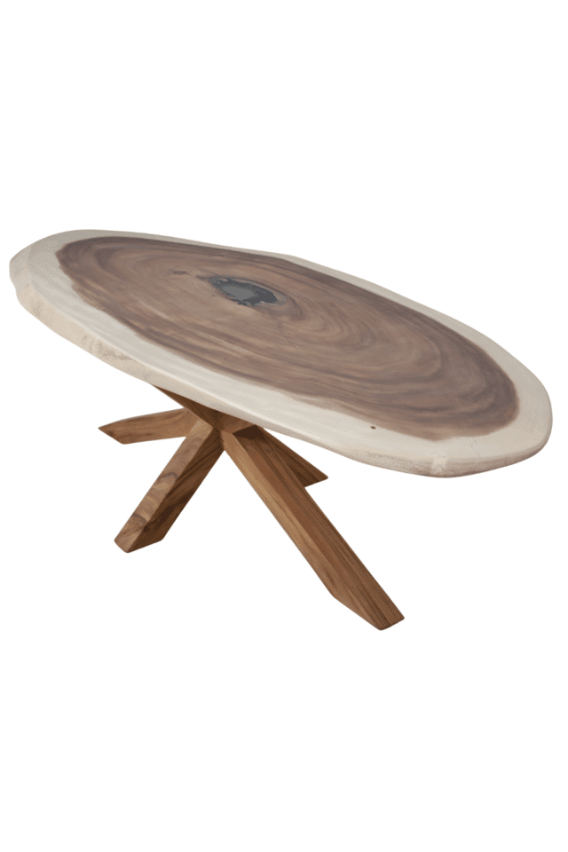 Suar boomstam houten ovale organische tafel 276x98x78 cm