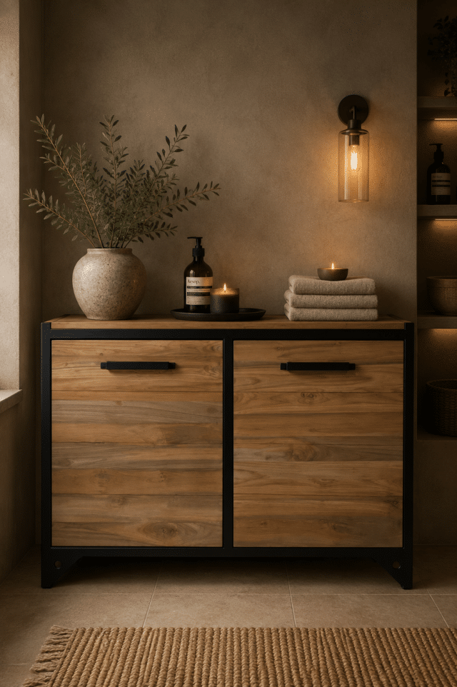 Teak houten badkamermeubel 120 cm lijkt 8 lade