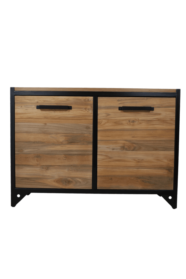 Teakhouten dressoir of badkamer meubel met 2 deuren, lijkt 8 lade 120x45x85 cm