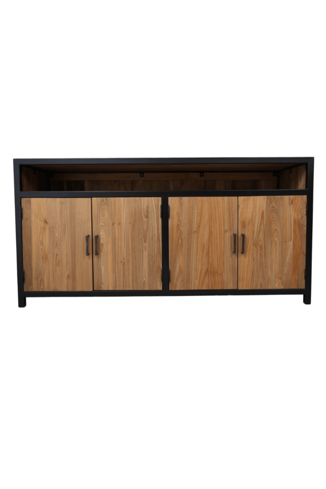 Teakhouten tv meubel met metaal 150x50x75 cm