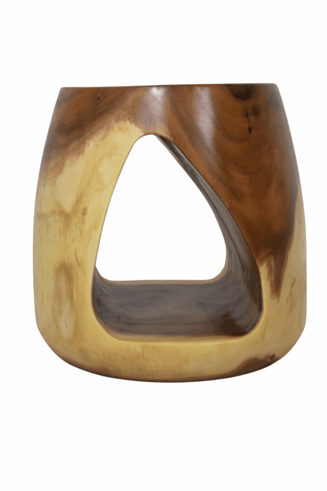 Krukje bijzettafeltje rond uitgehold in de vorm van een druppel 45x45x46 cm