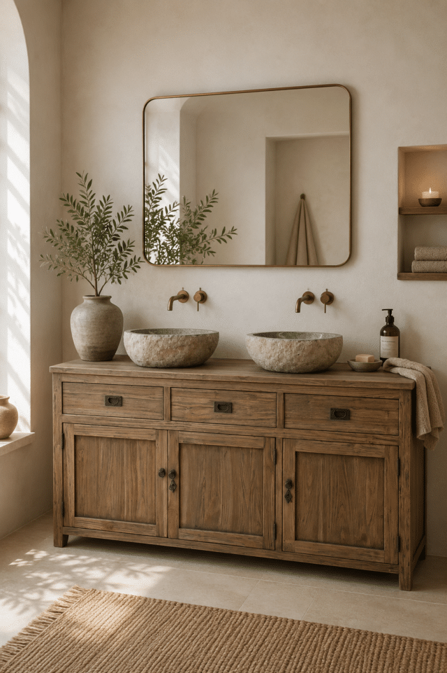 Landelijk Teak Houten Badkamermeubel Rustiek 160 Cm