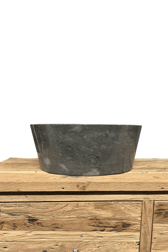 Grijze marmeren wasbak in de vorm van een cilinder 40x40x15 cm