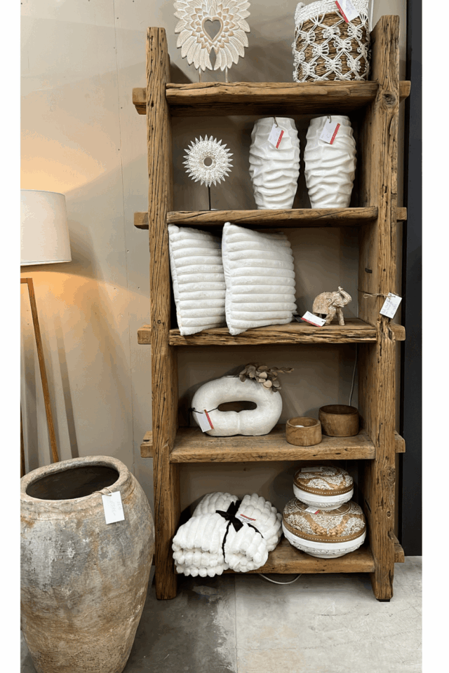 Oud Robuuste Houten Boekenkast Rek Hoog