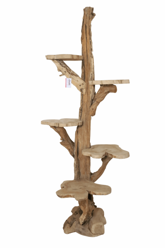 teak houten Kattenpaal 80x70x105 cm met plateau's