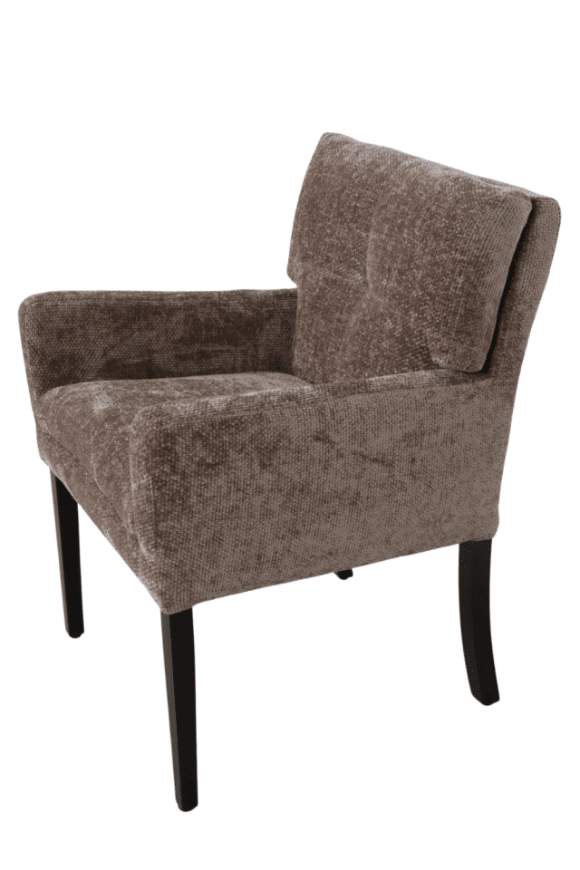 Licht bruine Eetkamerstoel Residence de lux met armleuning en dubbel kussen