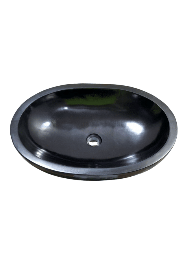 Zwart Ovale Marmeren Wasbak 60x40x15 cm