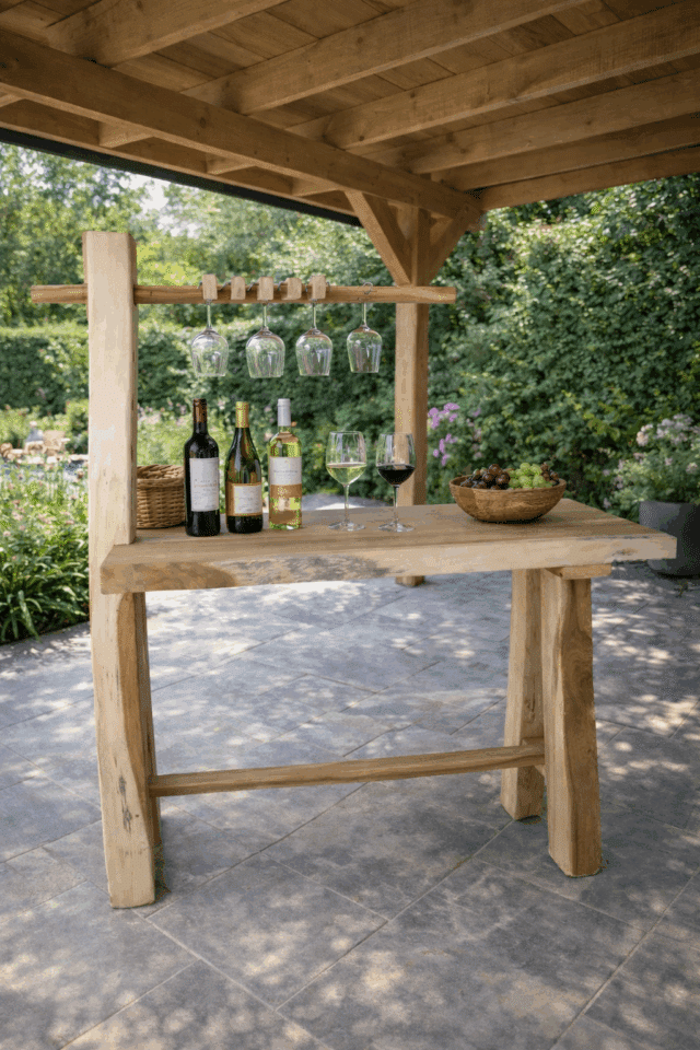 Wijnbar onder pergola in tuin