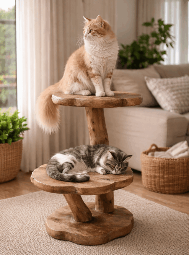 houten plantentafel of houten kleine Kattenpaal