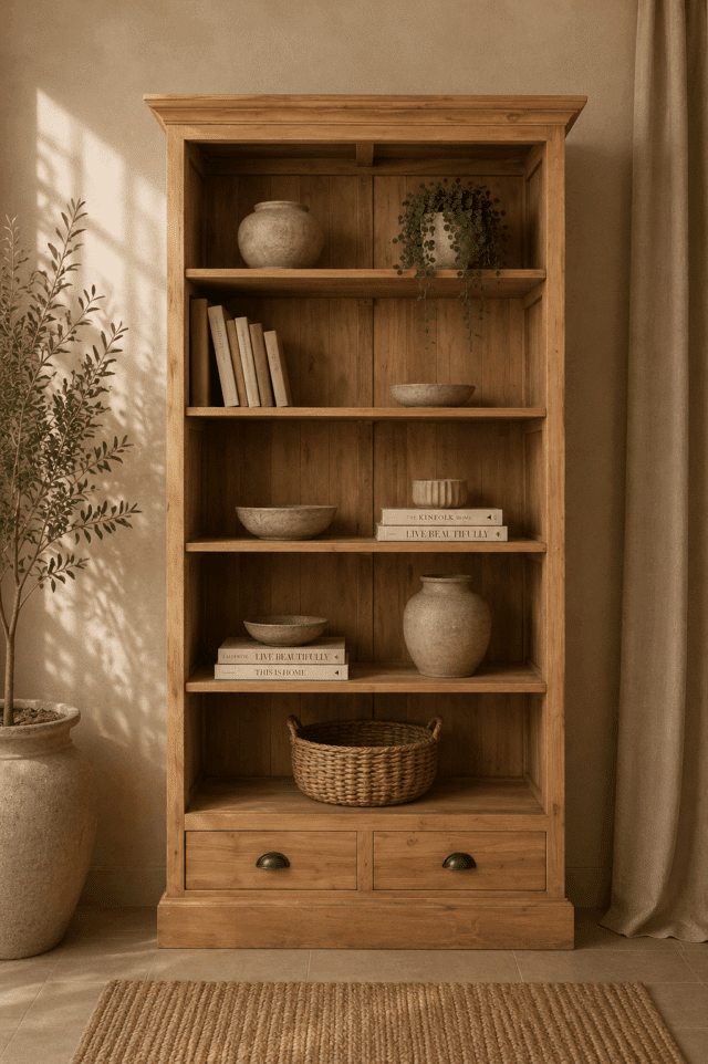 Teak houten boekenkast-