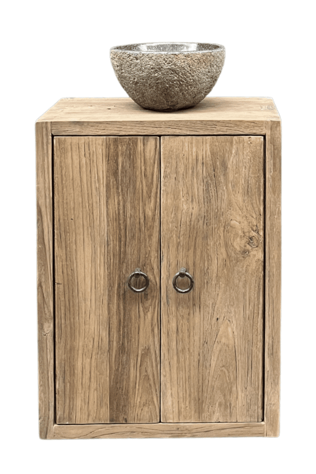 landelijk Teak houten toiletkastje hangend 45x25x60 cm