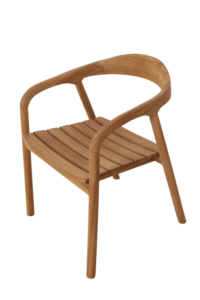 Teak houten ronde tuinstoelen met arm leuning cafe stoeltje