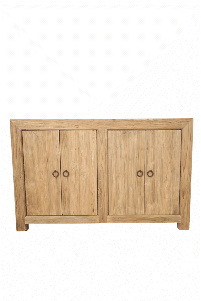 Landelijk teak houten Badkamermeubel alleen deurtjes, geen lades 135x50x85cm