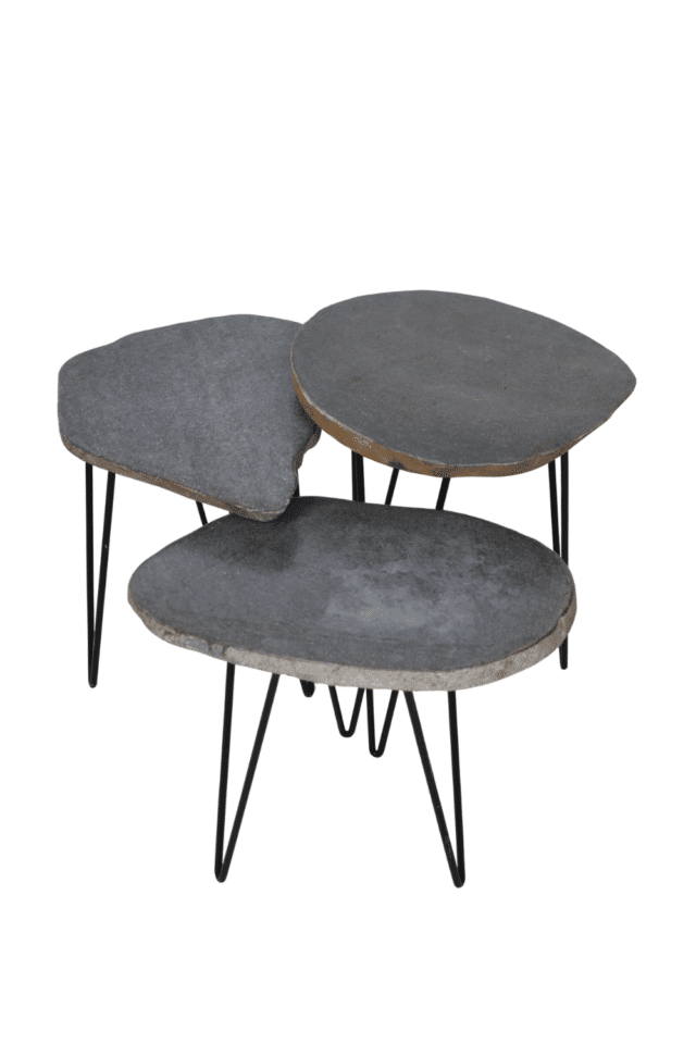 Rivierkei salontafel set van 3 leuk speelse salontafel set van 3 tafeltjes gemaakt van steen