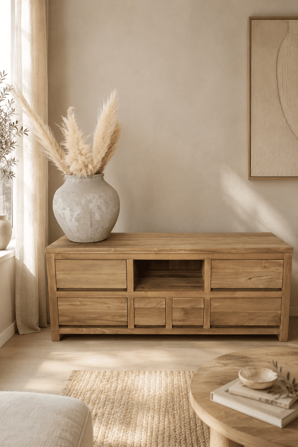 Modern teak houten tv meubel 140 cm