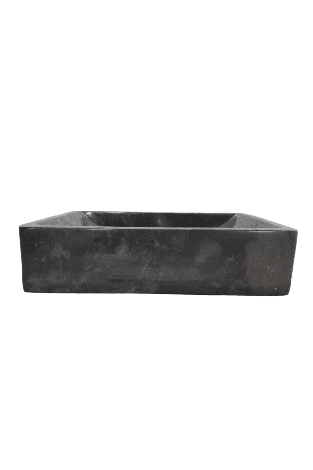 Donker grijs marmeren wasbak rechthoekkig met ronde hoeken 50x 35x12 cm