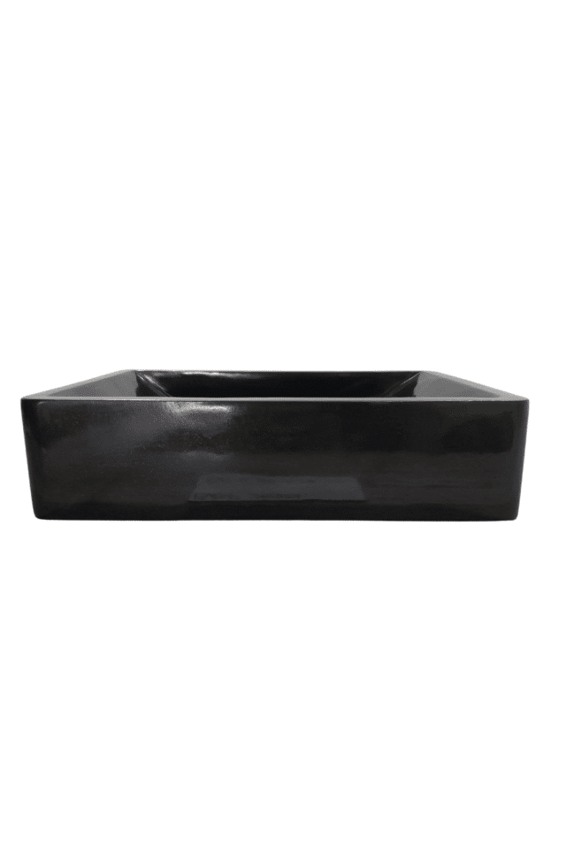 Zwarte natuurstenen wasbak 50x35x12 cm