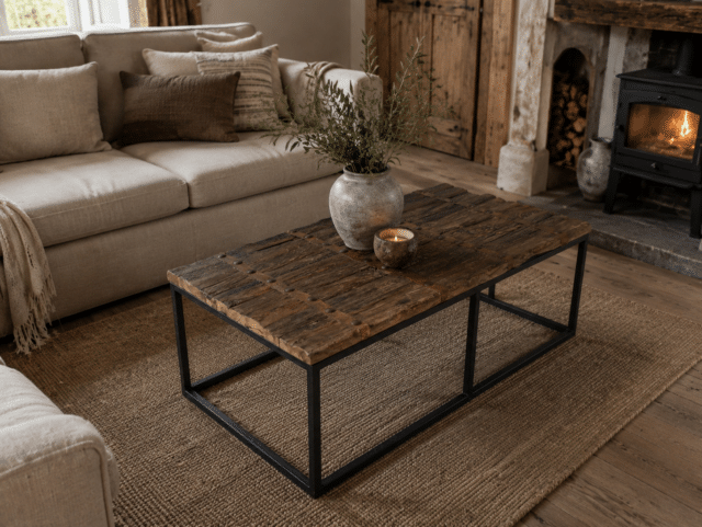 Landelijke Salontafel Oude Deur Salontafel 120x70x50 Cm Met Metalen Frame