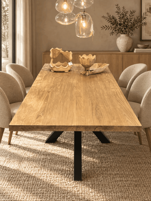Teak-houten-tafel-5-cm-massief-dik-met-zwart-metalen-matrix-poot-220x100x78