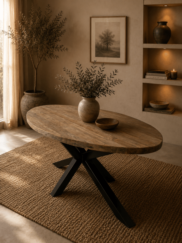 Massief teak houten ovale tafel 217x110x78 cm