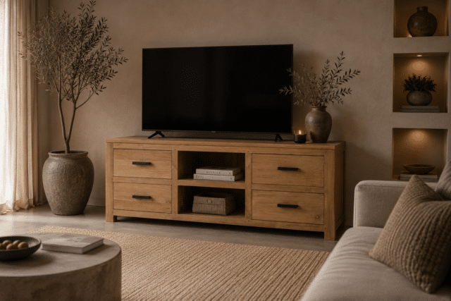 Teak Houten tv meubel smooth 140 x 45 x 60 cm tvd3