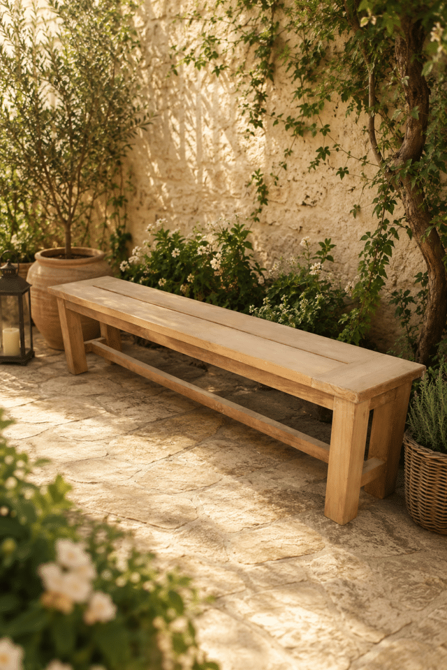 Teak houten tuinbank 200x36x48 cm