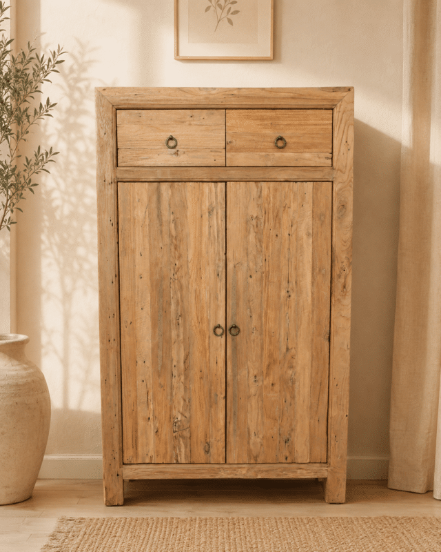 Meidenkast teak hout chinees model super rustiek 90x45x152 cm