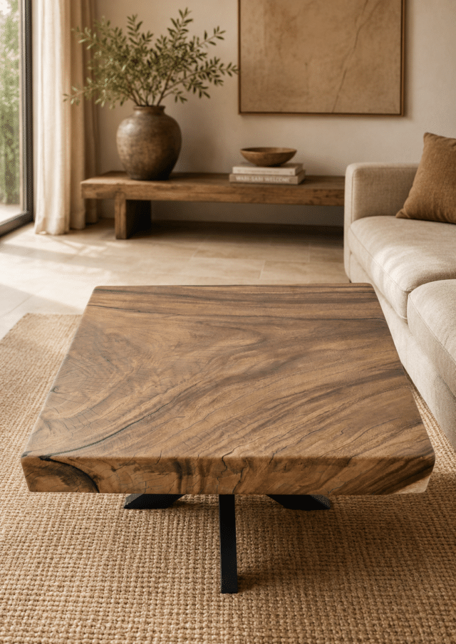 boomstam salontafel vierkant suar hout 80x80x51 cm