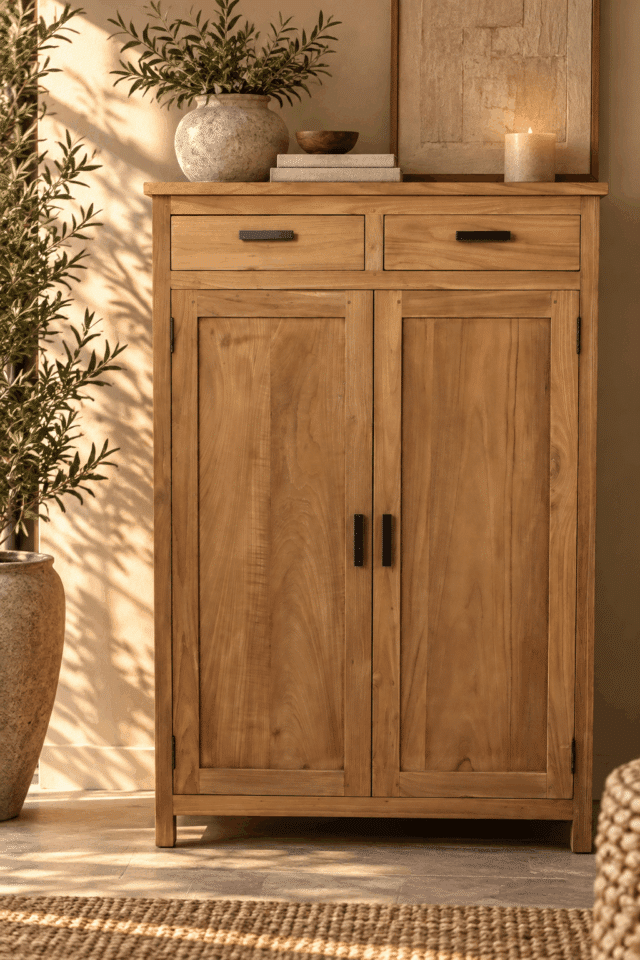 teak houten meidenkast lage opbergkast 100x47x150 cm smooth5